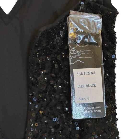 NWT LARA Black Sequin Midi Dress Style 29347 | Size 6 Cocktail Formal - Picture 12 of 13